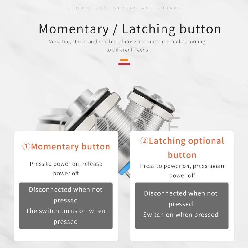 Контактный терминал с подсветкой диаметром 12 мм, плоская и круглая головки, нормально открытый мгновенный металлический кнопочный переключатель