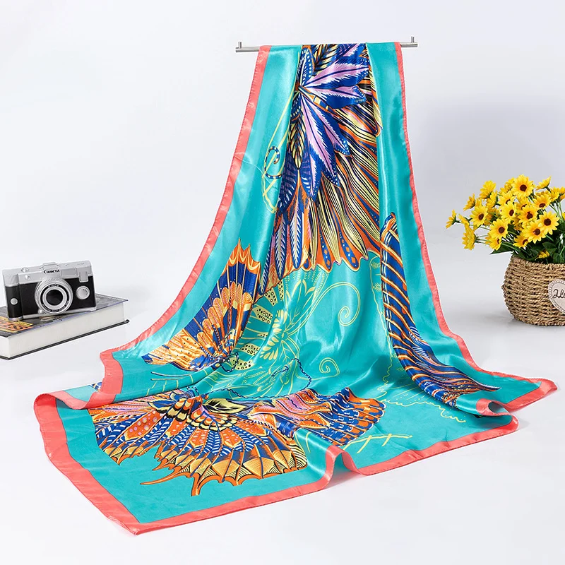 Wholesale Graceful 90x90 square Custom twill satin silk scarfs for women stylish