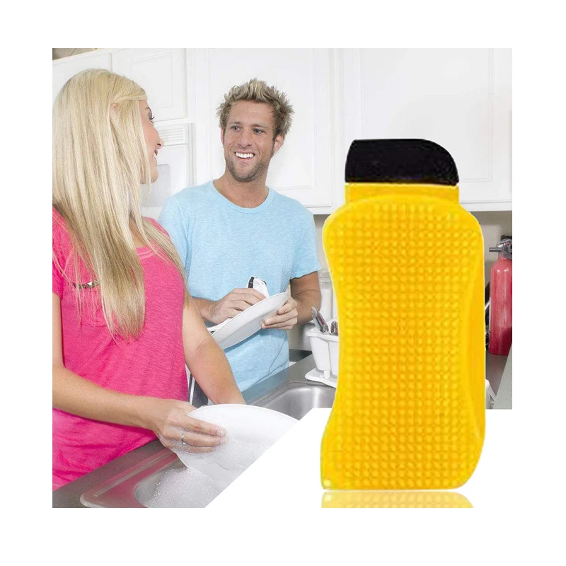 3-In-1 Silicone Sponge Brush Cleaning Brush for Dropshipping Squeegees for Built with Soap Dispenser in Kitchen Cleaning
