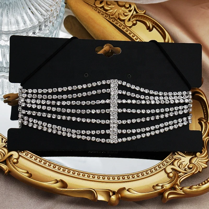 Women Luxury Shiny Wide Diamond Hairband Crystal Sparkly Elastic Headband Bride Bling Rhinestone Wedding Hair Accessories