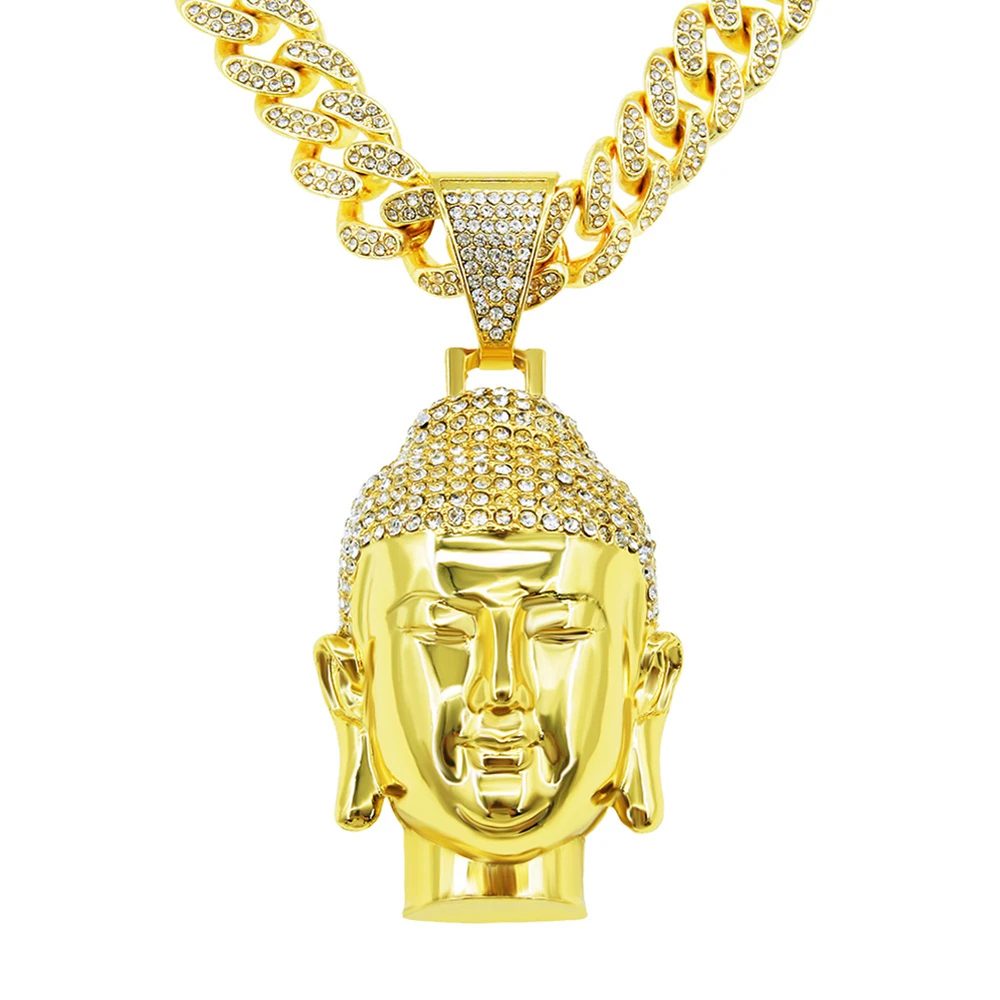 Trendy Wearing Neck Chain Accessories Hip Hop Rap Cool Figure Pendant Necklace Diamond Cuban Chain