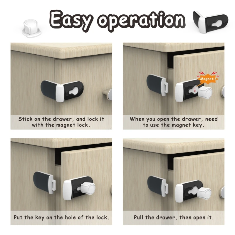 
Amazon Top Seller 2021 Baby Magnetic Latches Children Kids Drawer Door Lock Child Safety 