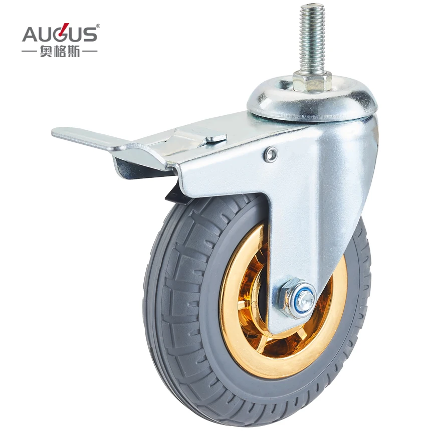 3/4/5 inch medium duty industrial gray high elastic rubber caster wheels