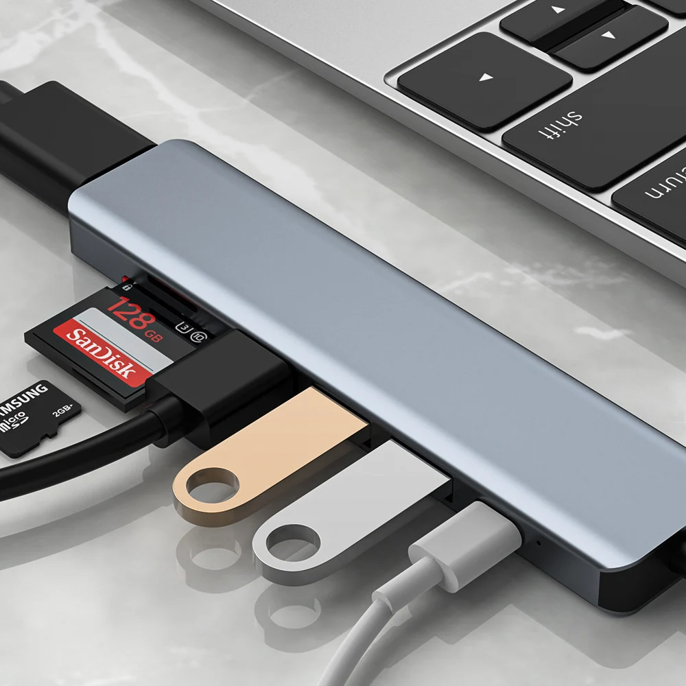 USB 3.0 7 в 1 4K HD MI 3 порта USB 3,1 TF SD кардридер PD Зарядное устройство Док-станция