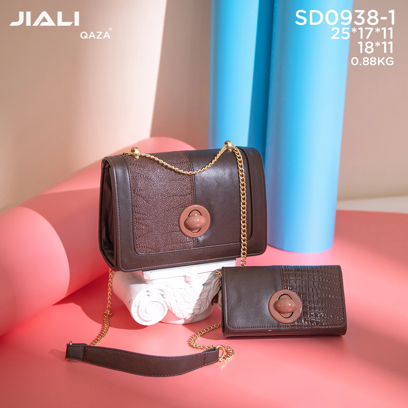 Factory low price wholesale luxury shoulder wallet women 2023 new fashion leather ladies messenger bags set two pieces