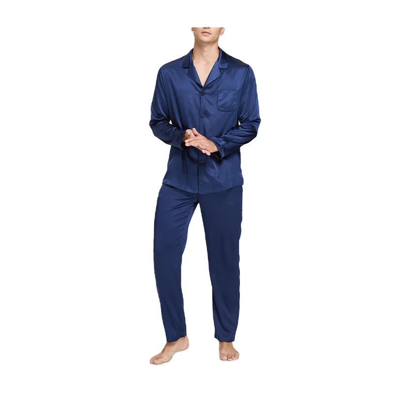 Anti Allergic Silk Pajamas manufacturer 16 Momme Men silk pajamas with Long Sleeves