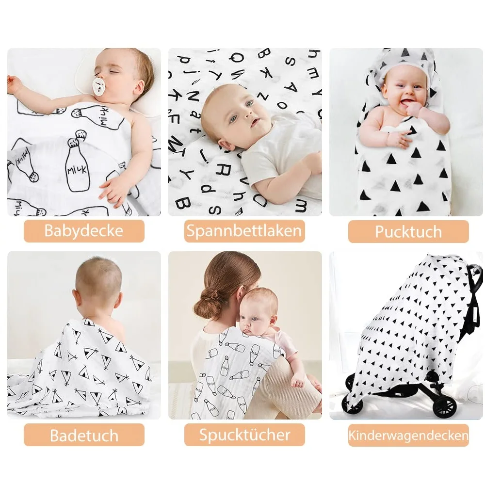 Wholesale 100% Organic Cotton Printed Newborn Fabric Wrap Blanket 47*47 Baby Nursery Muslin Swaddle Blanket