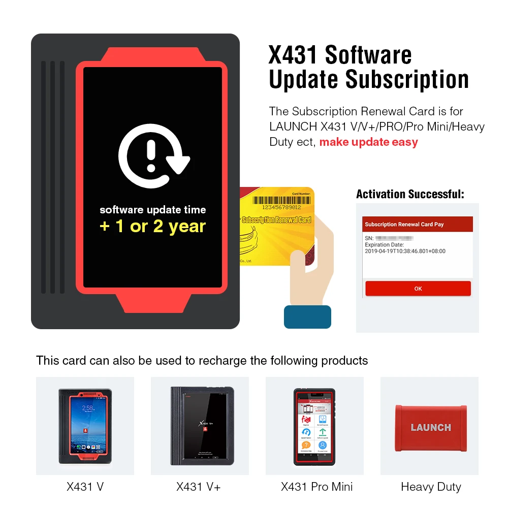 LAUNCH Pin Card 1 Year Renewal Update Subscription X431 Online Diagun IV/Diagun V/X-431 V/V+/Pro mini/PRO/PAD series