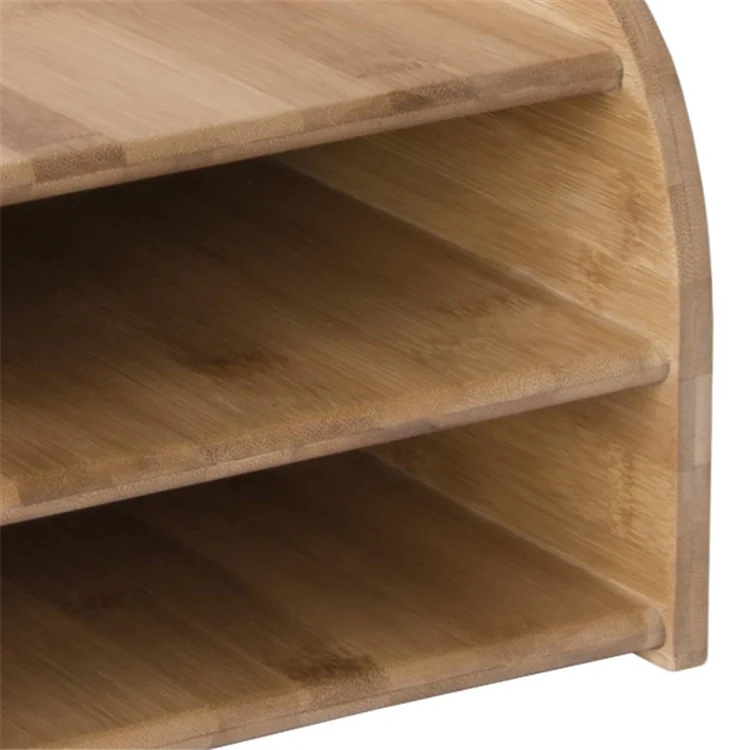 3 Layer File Tray Bamboo Wood File Holder Paper Letter Document Storage Shelves Wooden Office Desktop Sundries Organizer