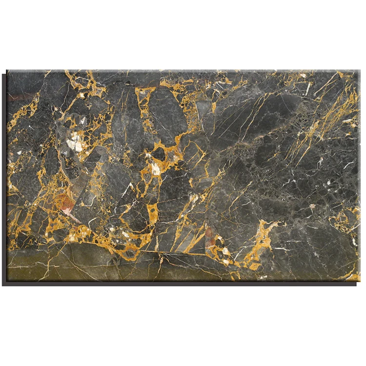Black Natural Kitchen Benchtop Bath Wall Panel Stone Slab Marble With Gold Vein