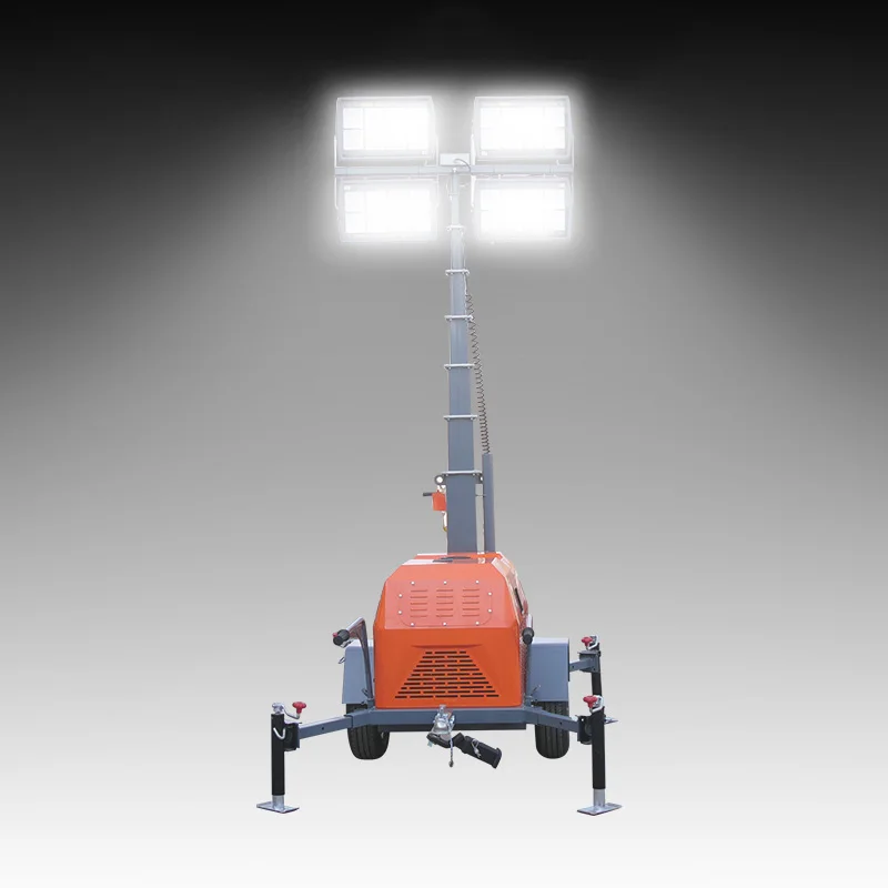 Outdoor Telescopic mobile tower light diesel Generator towersDirect Solar Light Tower Hand Push Telescopic Light Tower