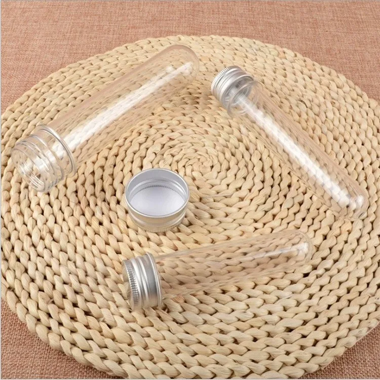 160*33mm Empty Food Grade 100ml PET Cylinder Plastic clear Silver Metal Aluminium Screw Lids Round Bottom test