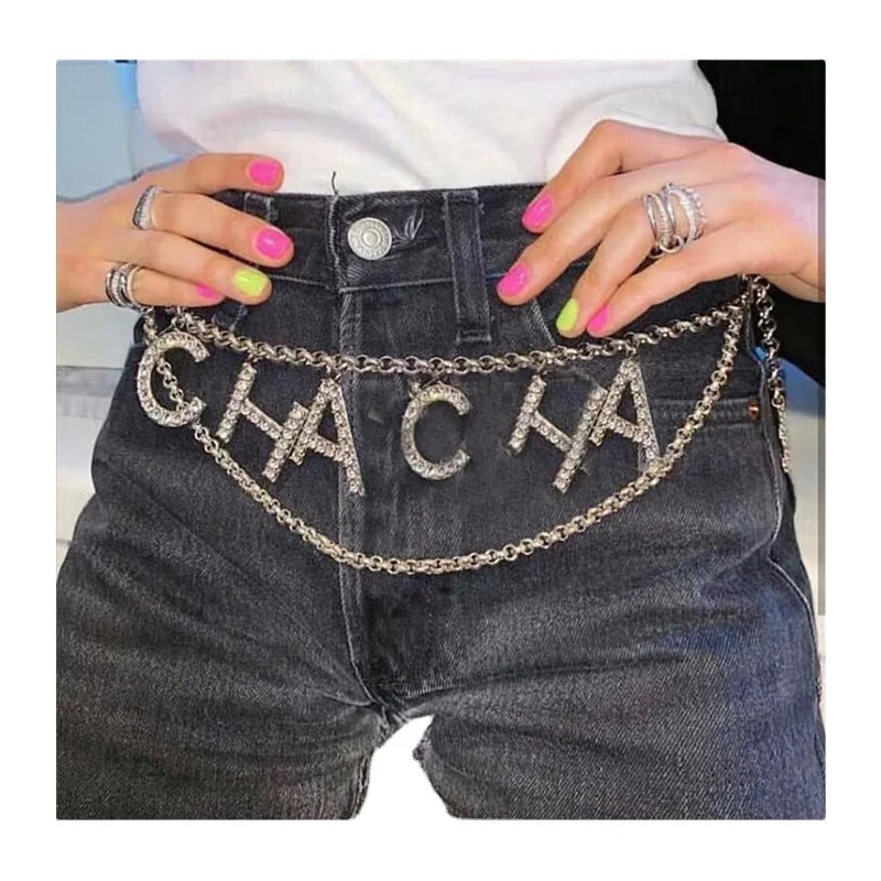 GX women belt rhinestone waist chain jewelry shine rhinestone belt chain body chains accessories for women Party 15