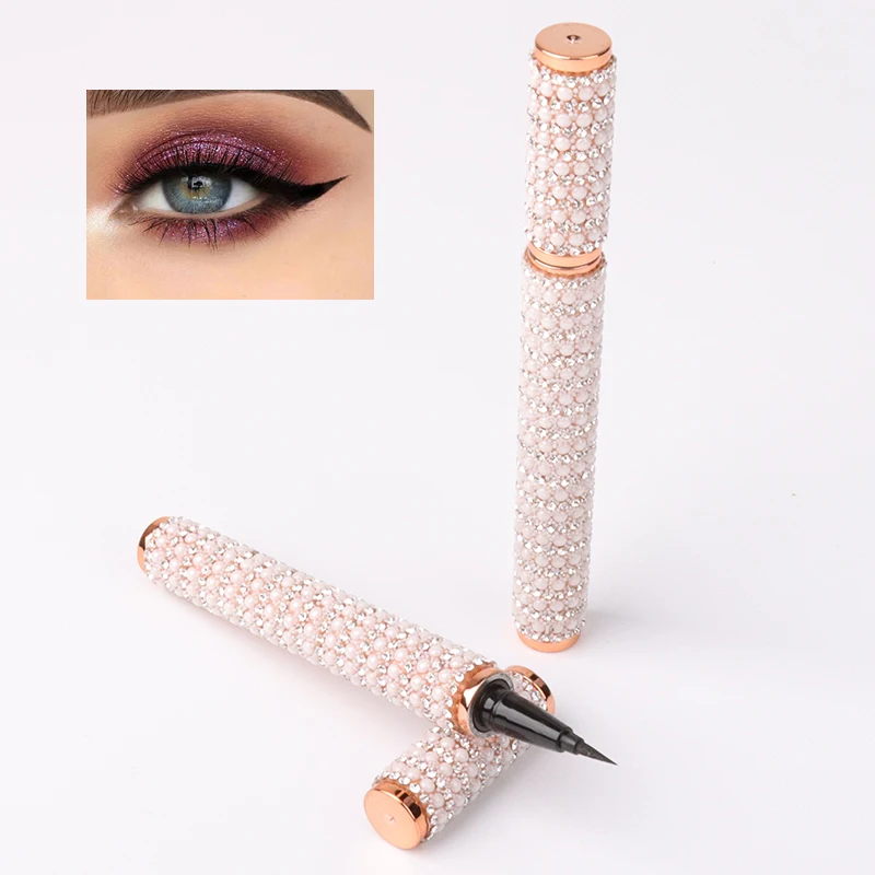 New Design 2 In 1 Private Label Custom Logo Colored Waterproof Glitter Liquid Black Lashglue Glue Pen Eyeliner