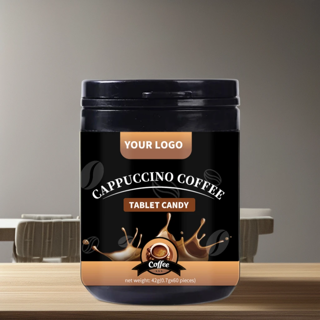 OEM/RTS Classic Cappuccino Coffee Bean Flavored Tablet Candy Loose Hard Candy with Classic Coffee Taste for Adults
