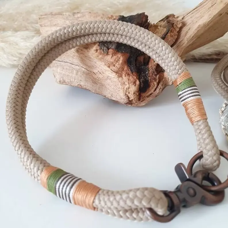 braided double nylon dog paracord custom color luxury slipknot adjustable soft handfree Agility leash with martingale collar