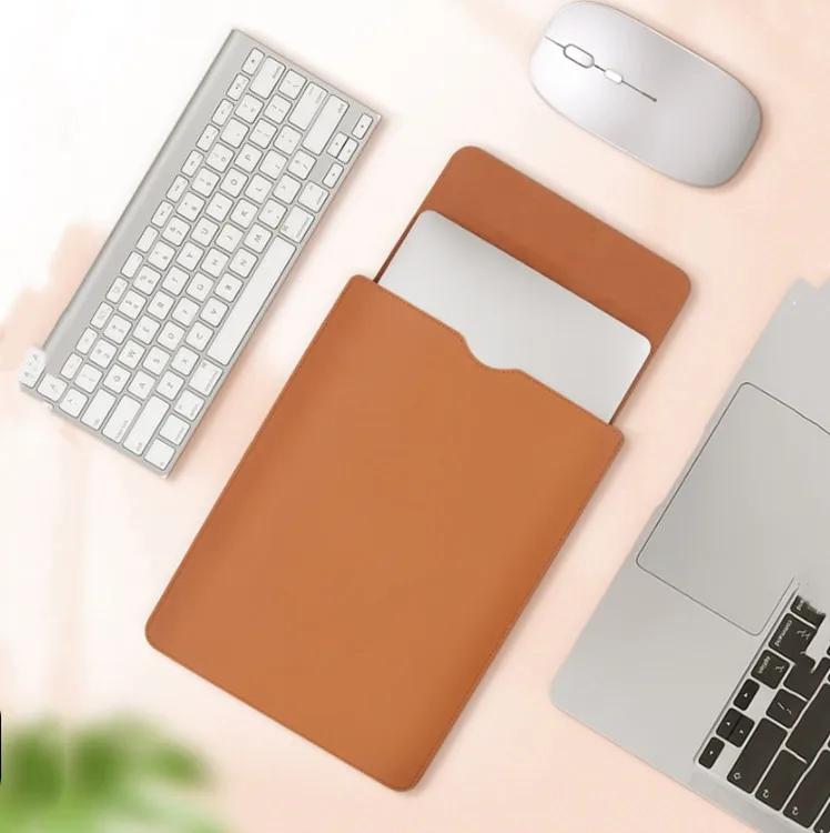 Latest Custom Logo PU Leather Laptop Cover Bag Business Office Pouch Ultra Slim Computer Sleeve Skin Case For MacBook Air Pro