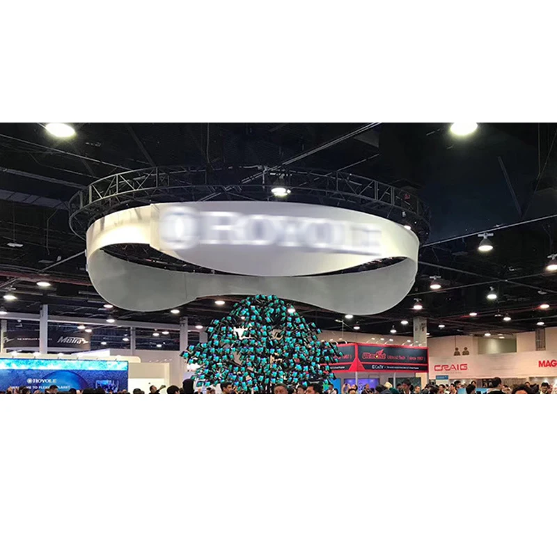 Aluminum Tube Tension Fabric Advertising Circle ed Lightbox Ceiling Hanging Banner For Trade Show