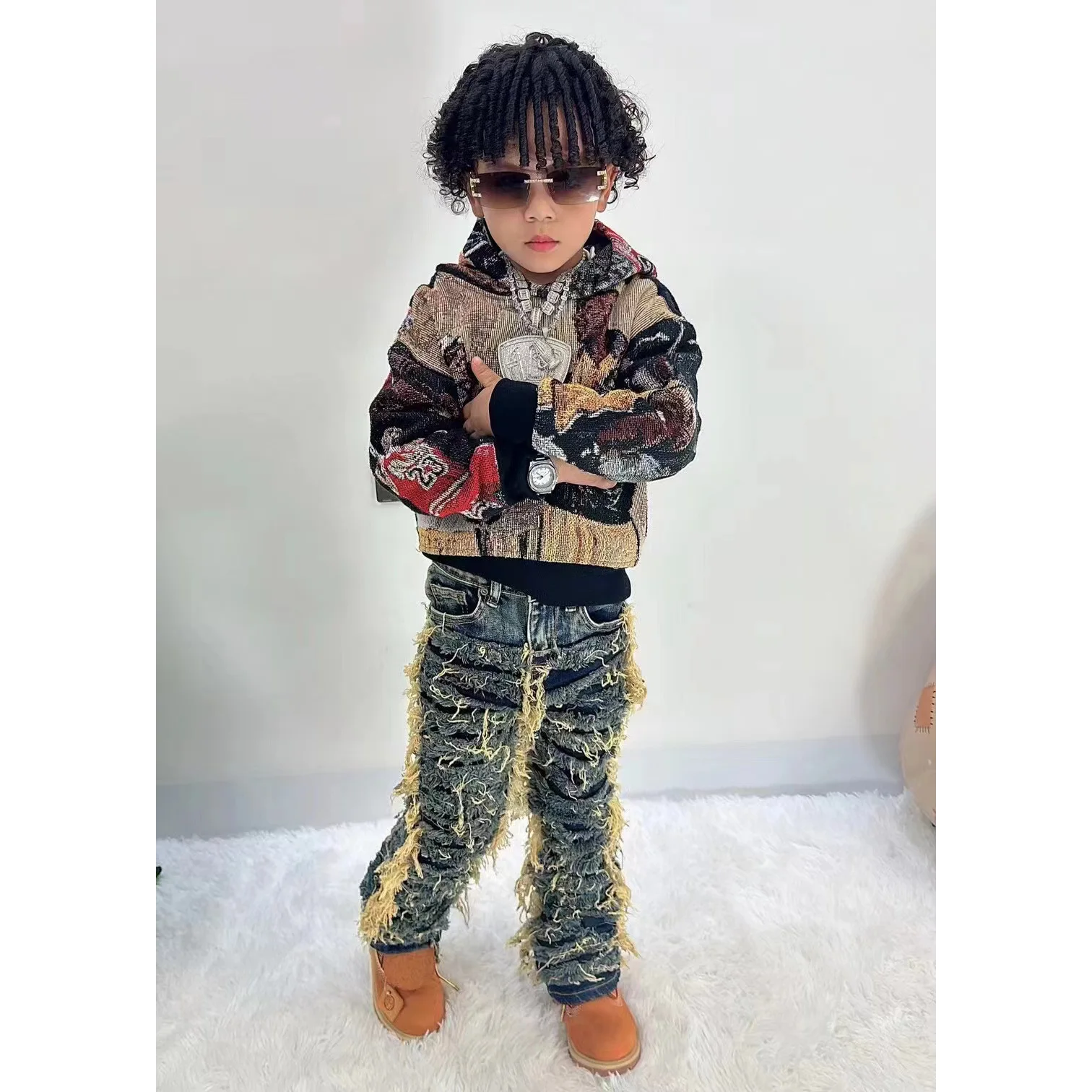 Модные узкие джинсы Thicplus Sizerjeans брюки винтажные Jjeans3-10 лет весна-осень Skykingdomeenage для мальчиков детские высокие