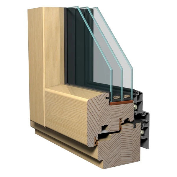 Germany Standard High Quality Wood Frame Window 68mm Thickness Solid Wood Window French Window