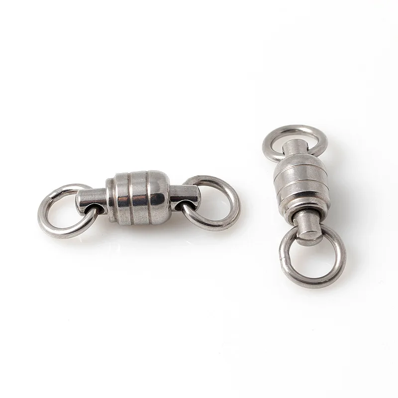 WYJ020 100pcs Fishing Swivel with 2 Welded Rings Solid Connector Ball Bearing Snap Fishing Swivels Rolling Stainless Steel Beads