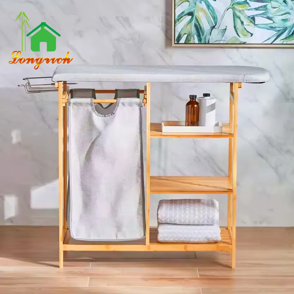 Combohome бамбуковая корзина для белья Двухсекционный контейнер съемная полка деревянный бамбуковый шкаф-органайзер