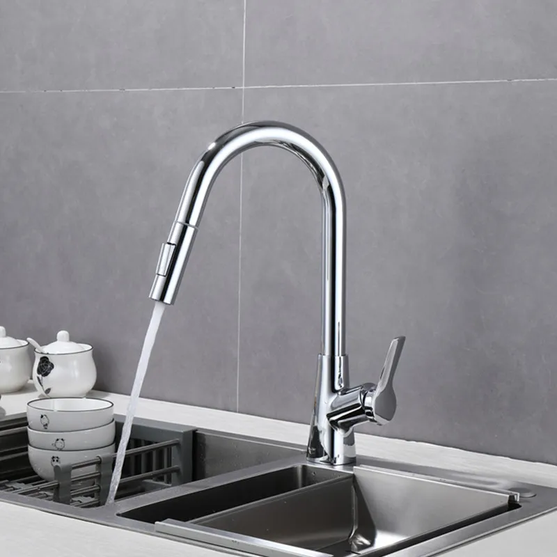 Pull Down Kitchen Faucet Hot and Cold Mixers OEM support Gourmet Faucet