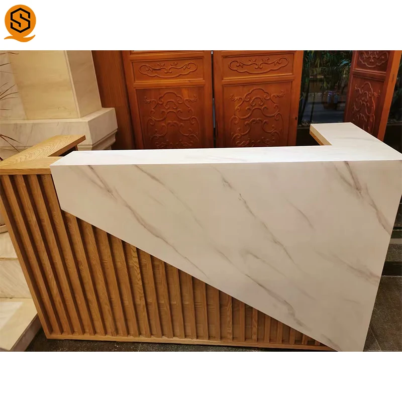 Factory Custom Front Desk Design Office Luxury Hotel Reception Counter