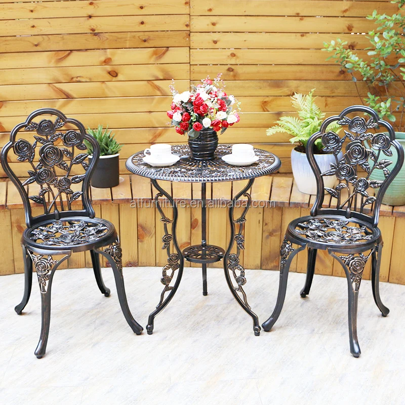
Rose Cast Aluminum Outdoor 3-Pieces Bistro set Furniture Patio Metal Garden Sets bistro set 