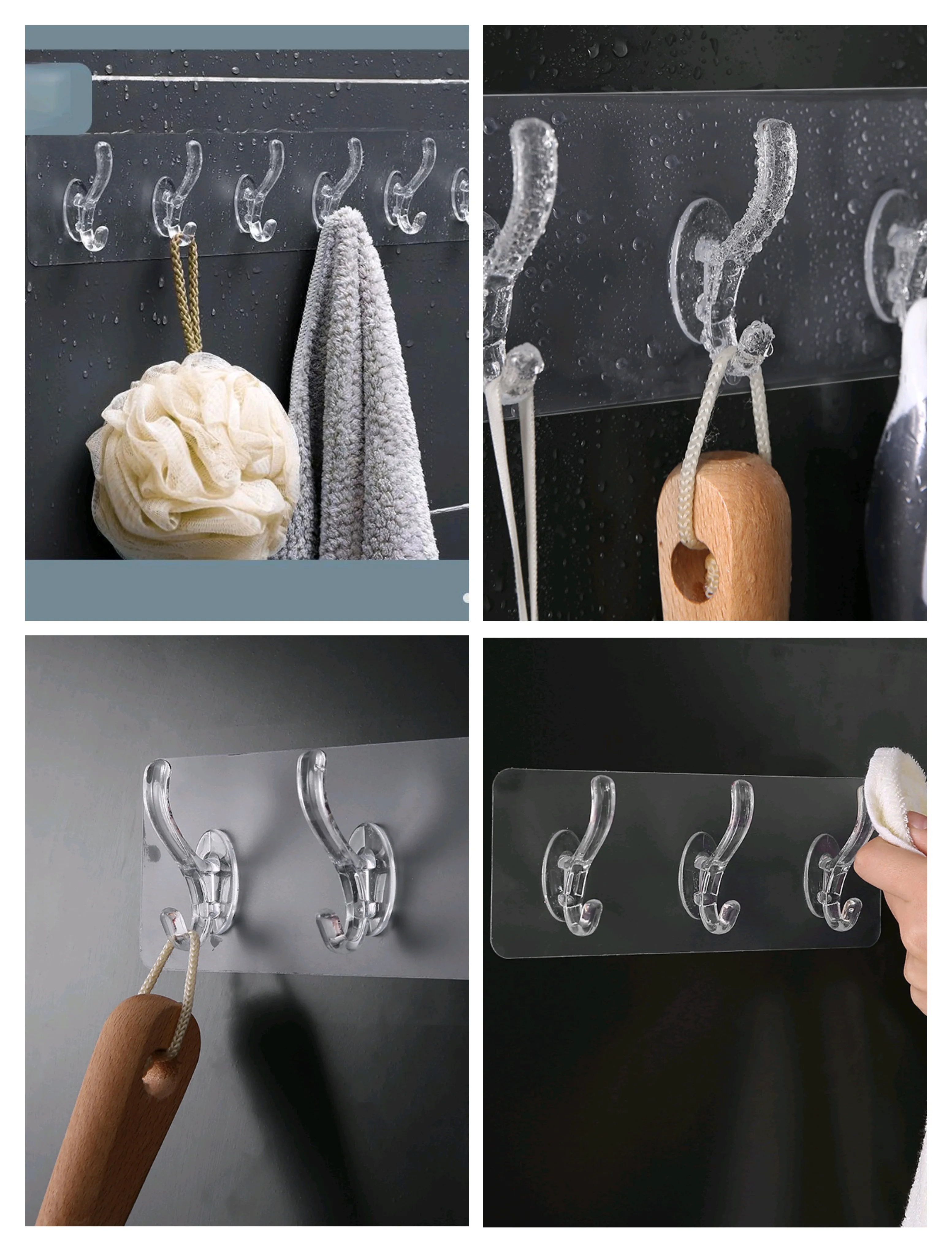 5 hooks  Non-Trace No-Drilling Transparent Self-Adhesive Key Rack Organizer for Entryway and Kitchen