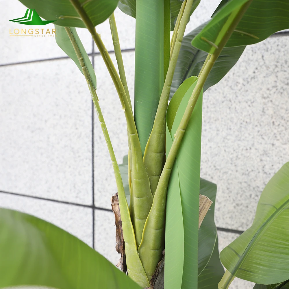 LN Artificial Plants Banana Tree Home Ornaments Evergreen Real Wood Trunk Outdoor Banana Tree Potted