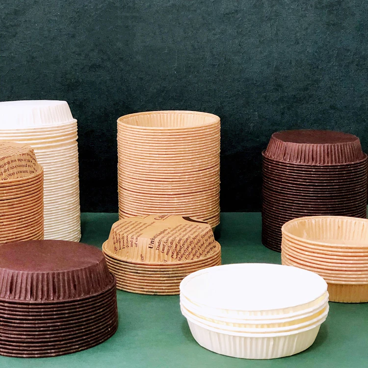 Disposable Round Large Paper Cake Pan for Baking 5 Sizes Available,Non Stick Greaseproof Paper Baking Pan Mold for Muffin