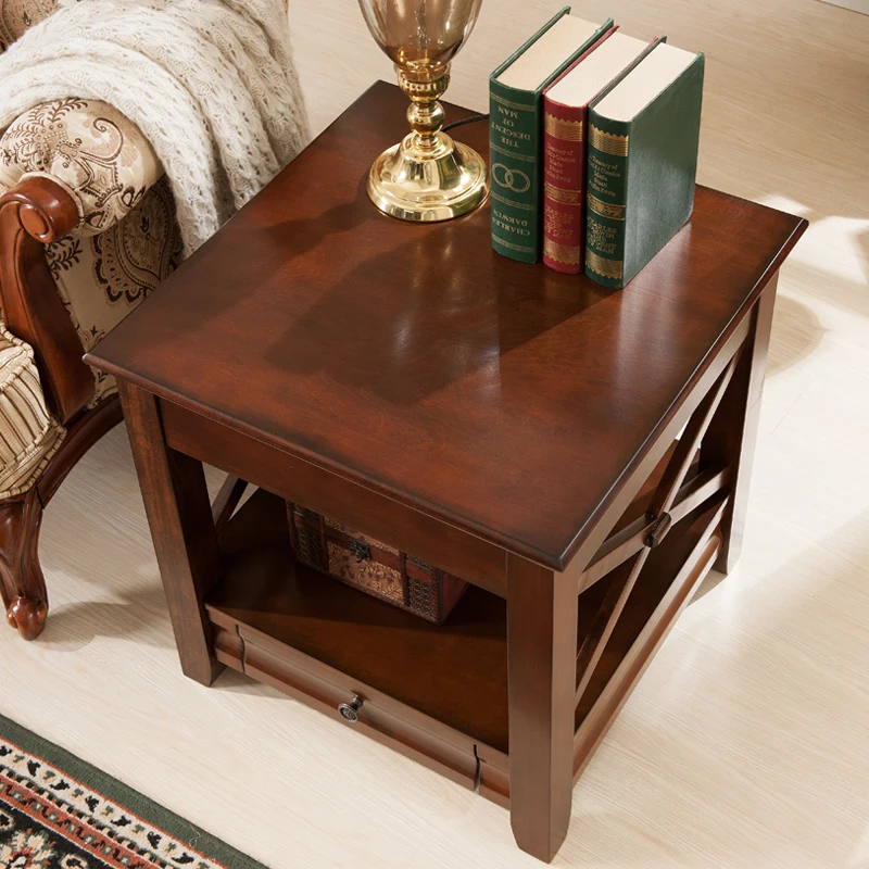 Knock down Wooden Chairside Storage Table Space saving End Table