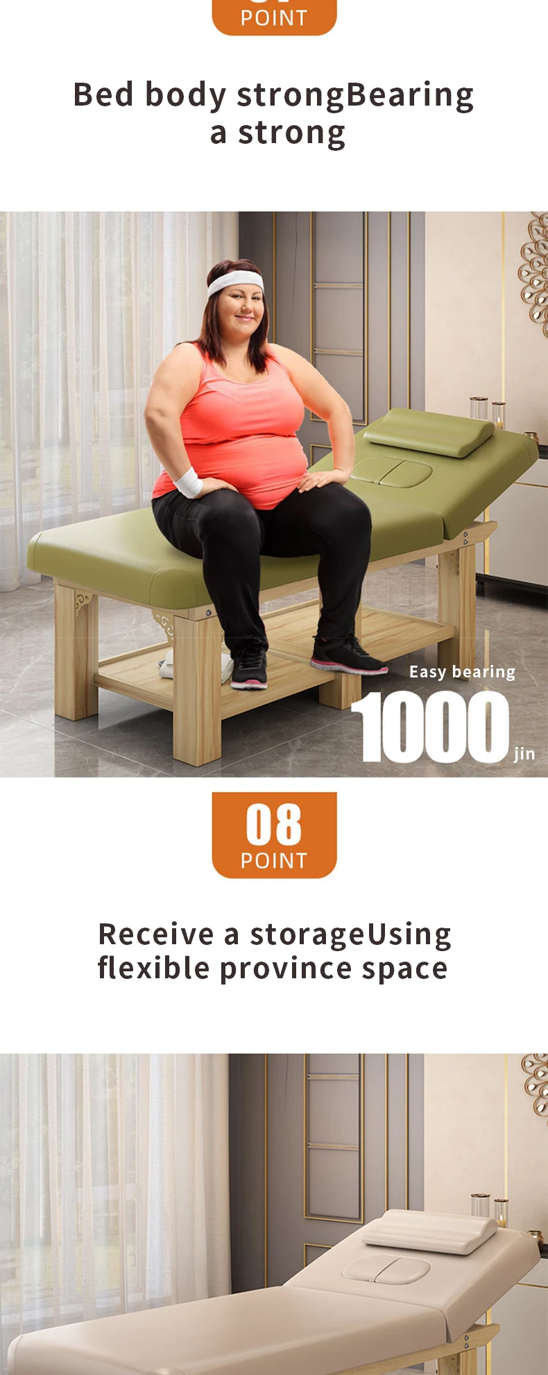 Commercial Furniture Beauty Salon Thai Spa Lash Bed Modern Wooden Facial Bed De Massage Table