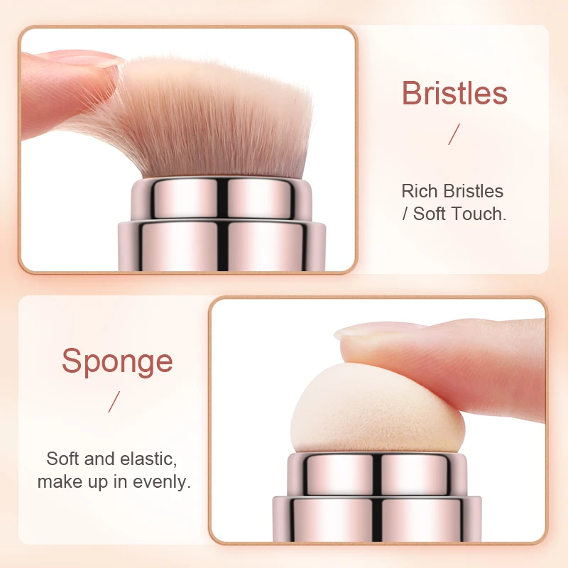 2019 private label Top quality patent design 4 in 1 multifunctional retractable make up  sponge blush smudge lip  makeup brush