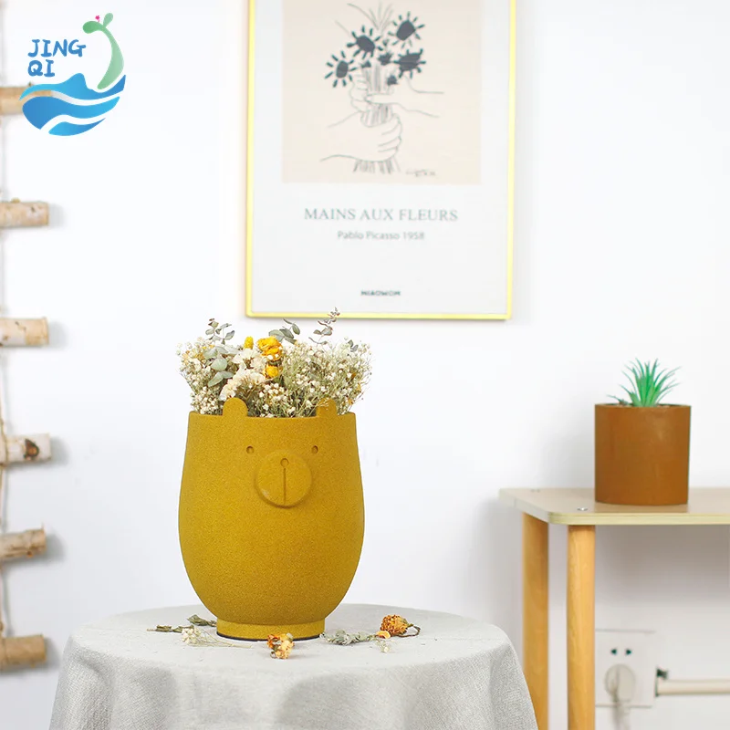 jingqi distributor modern indoor concrete pot plantes outdoor and indoor flower pots volcanic rock decorative accents