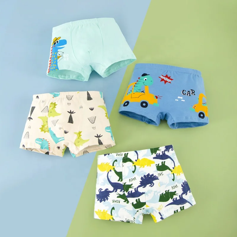 Wholesale Kids Underwear 95% Cotton 4 Pieces Pack Baby Underwear Sets 1-8 Years Boys Children Panties Boxer Shorts