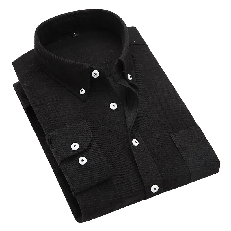 Newest Design Hot Sale Solid Color Slim Fit Long Sleeve Corduroy Casual Shirt For Men Corduroy Shirt Men Button Up