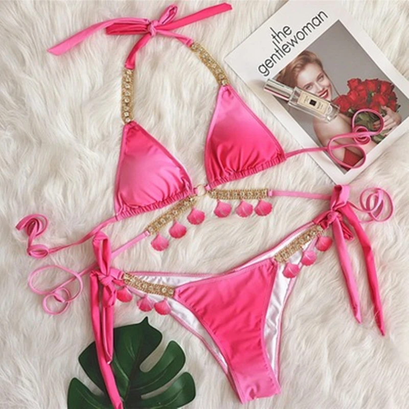 Fashion Gradient Beach Wear Two Piece Set Women Bras Briefs Split Fitness Swimwear Design Summer Backless Women Bath Suit Bikini