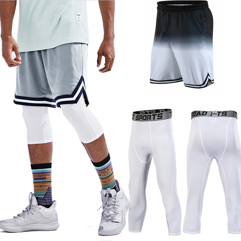 Sport Men Basketball Set Basketball Shorts With Pants Running Training Shorts with Tights Training Suit Jogging Pants Sets