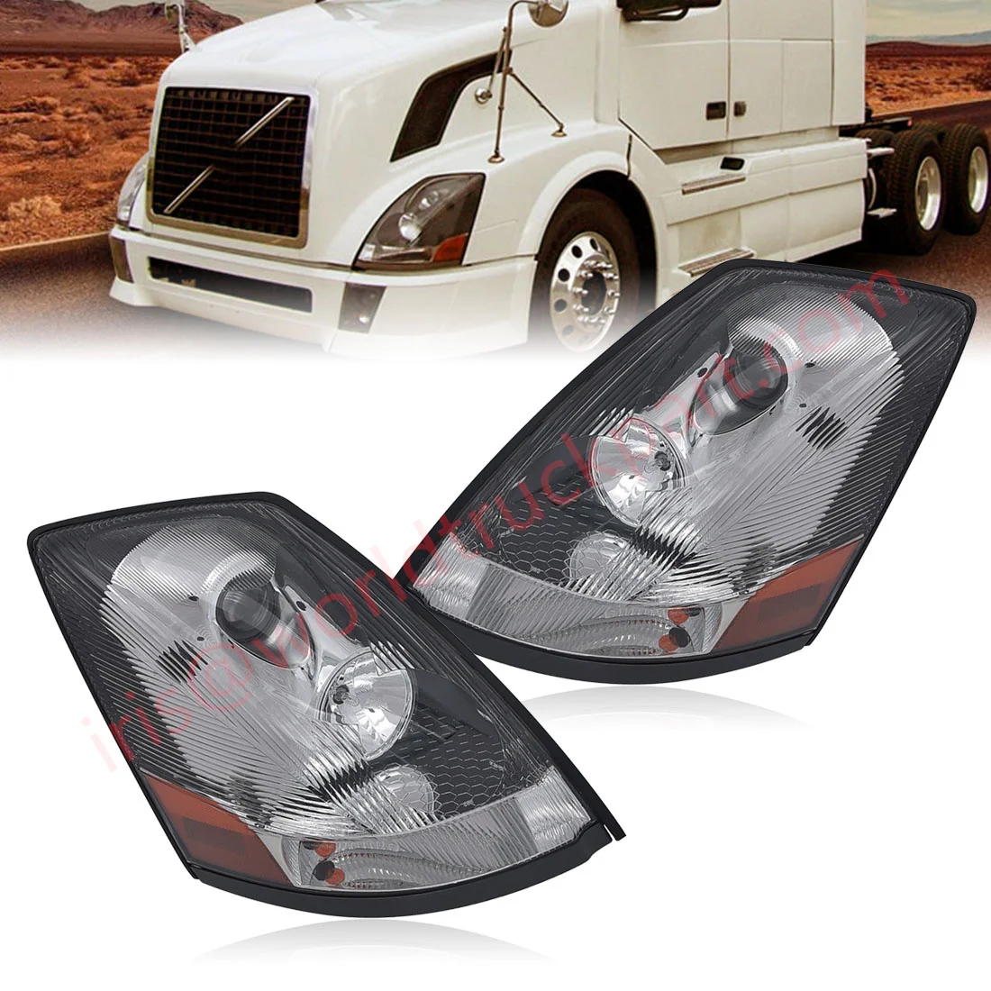 truck headlight  for replace NO 20496653 20496654 04-17 VOLVO VNL Headlamp Assembly  Projector Headlight Xenon & Halogen with LE