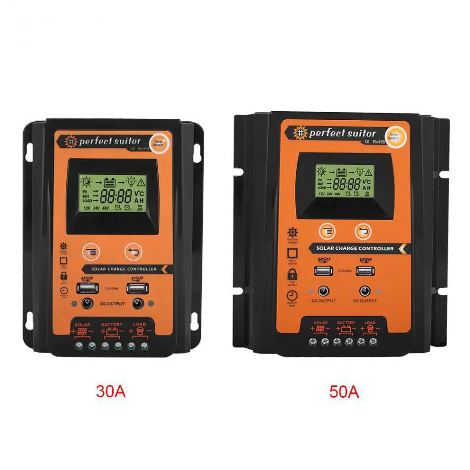 12V/24v Solar Panel Battery Controller Regulator Solar Charge Controller with Dual USB LCD Display Solar Charge Controller pwm