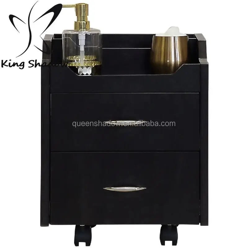 Beauty salon wooden trolley salon cart hair tools cabinet black hair metal salon trolley