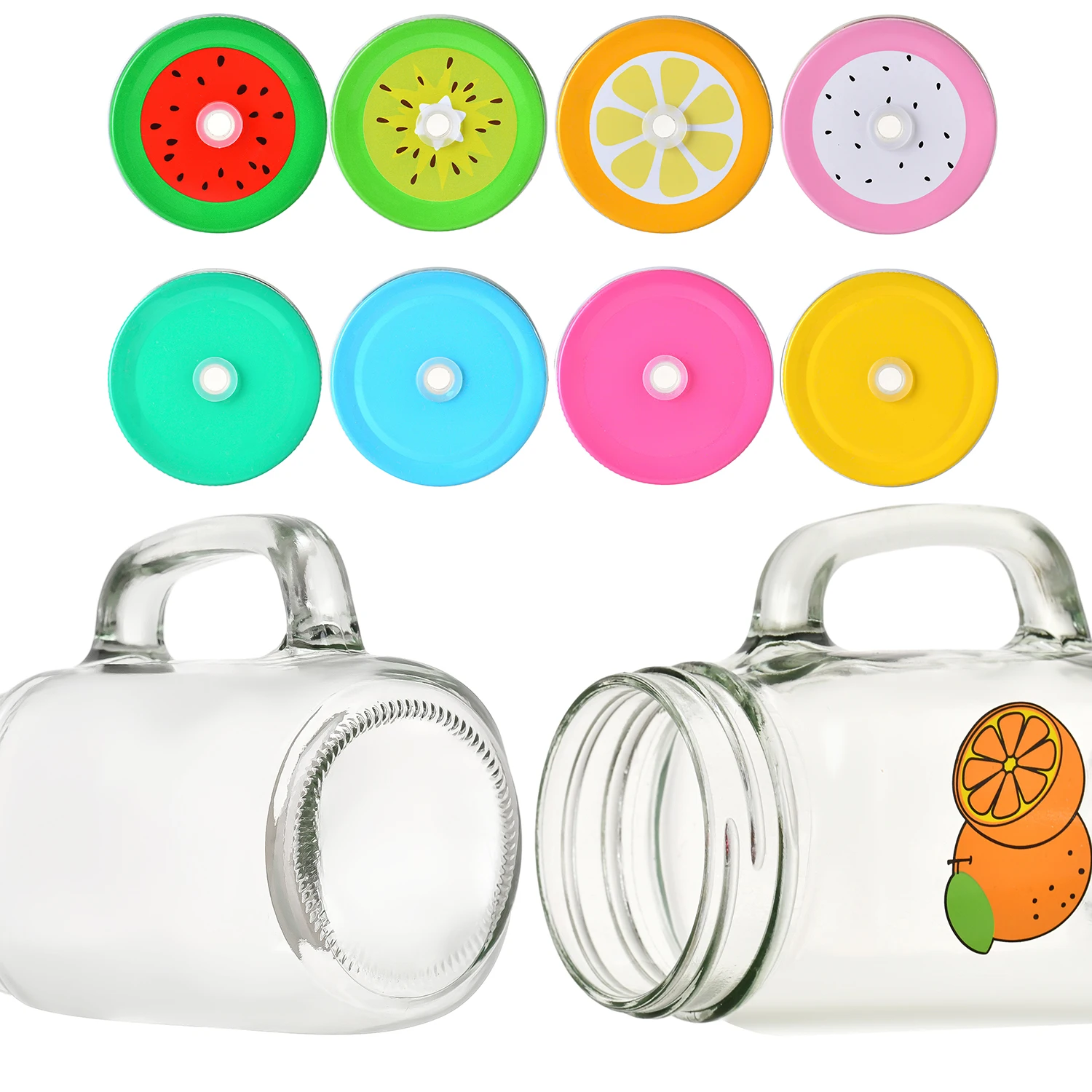The New Listing 500ml Handle Glass Coffee Mugs Square Glass Mason Jars With Straw And Lid