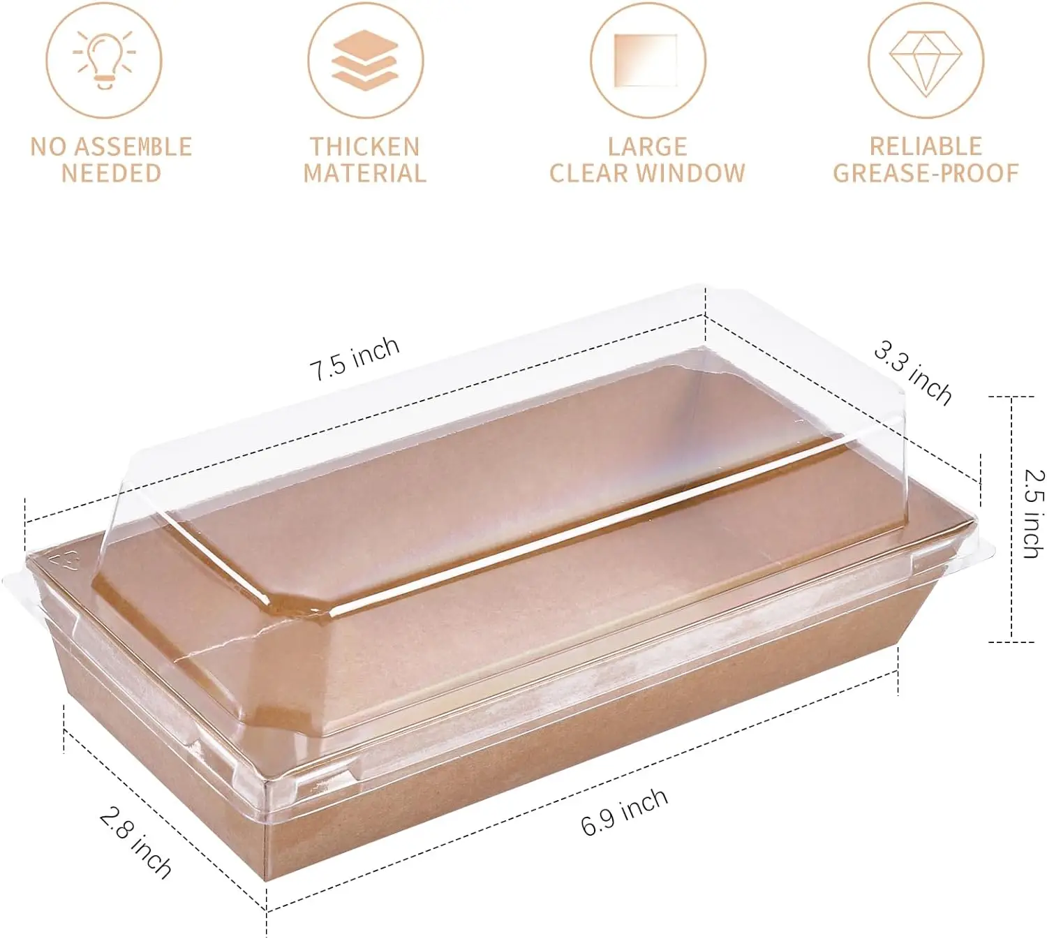 Eco Desserts Recyclable Charcuterie Boxes With Clear Lids Brown Competitive Price Craft Paper Cake Box