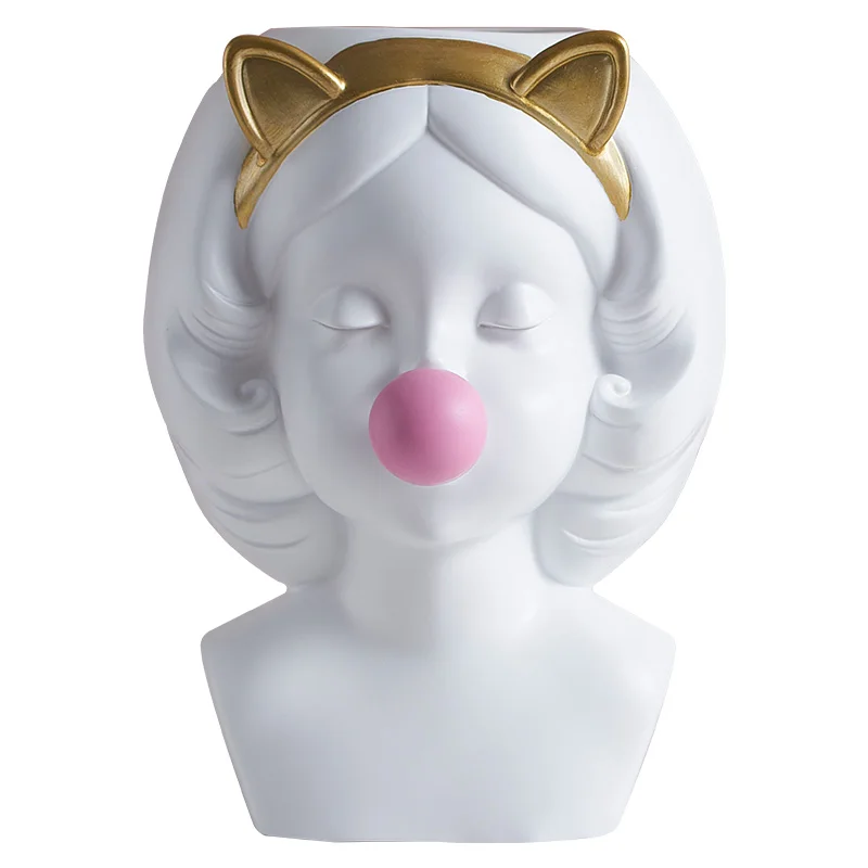White girl resin flower pot modern home decoration girl bedroom decoration gift indoor flower pot