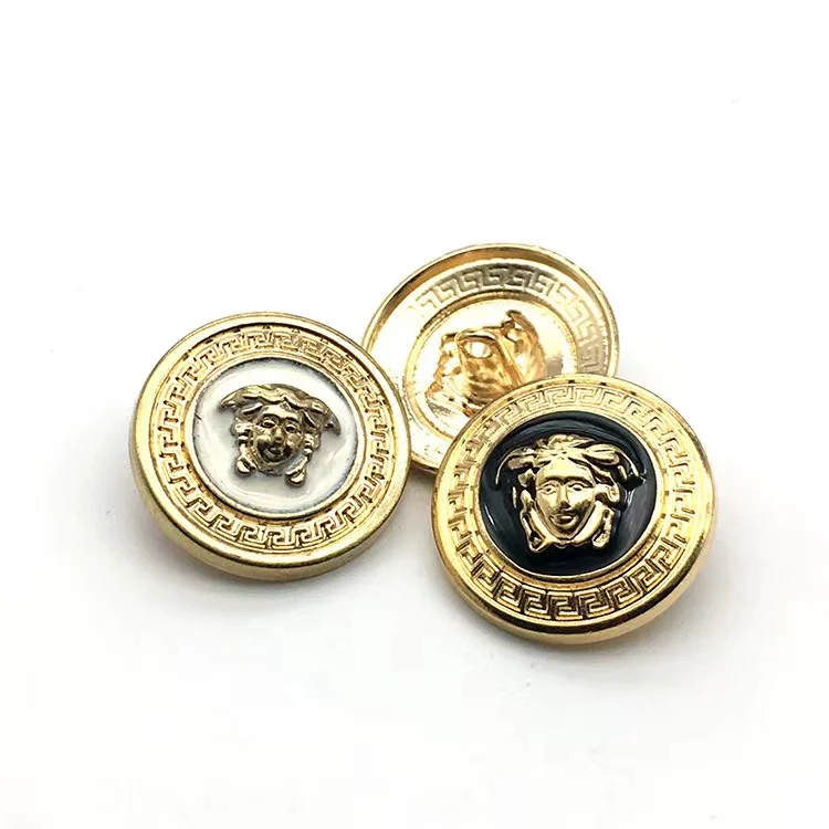 New Style Round Shape Metal Buttons With Sewing Shank Oil Point Technology Medusa Black And White
