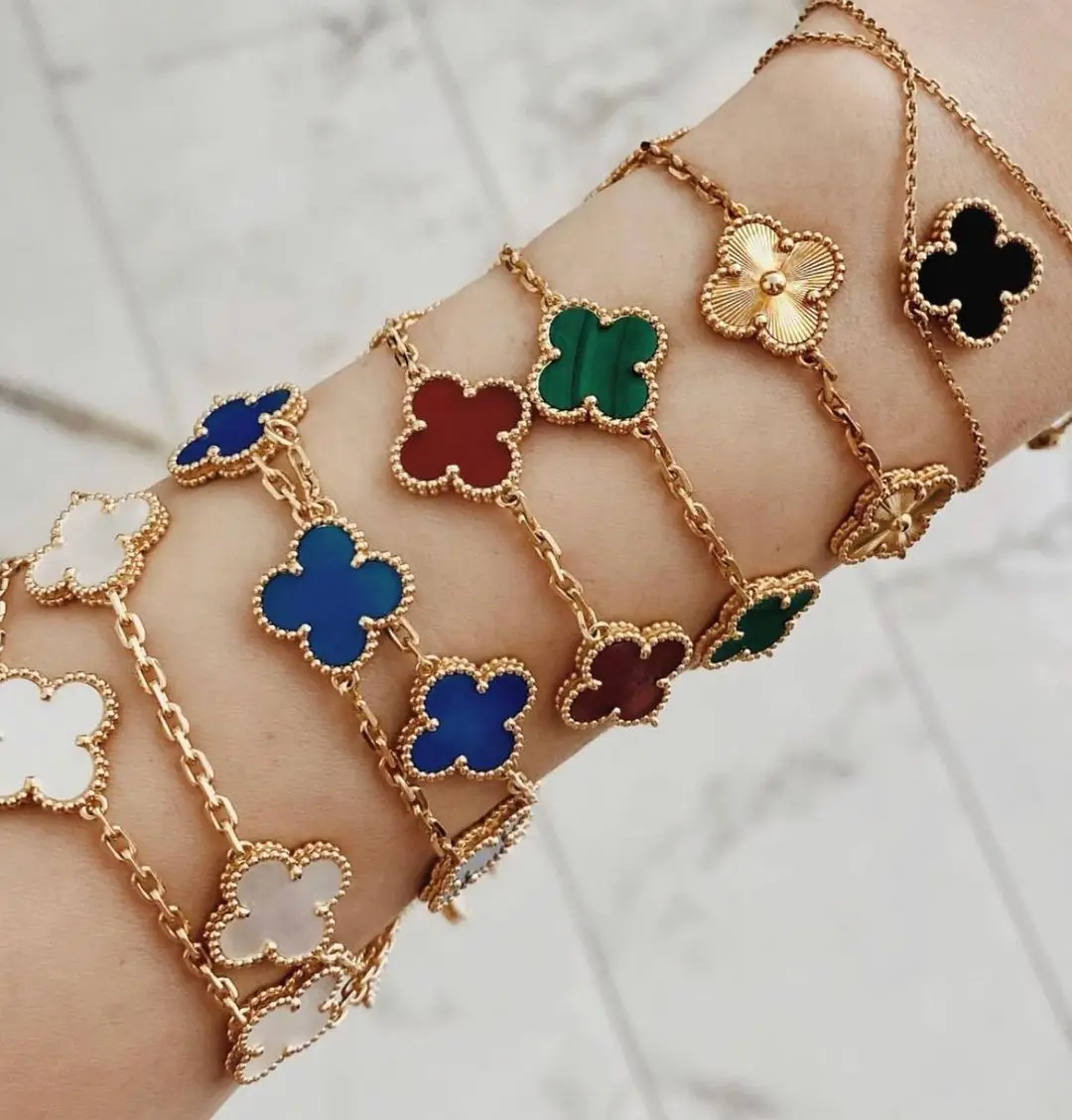 Новый дизайн из нержавеющей стали 18k позолоченный бренд Shamrock браслет четыре листа Shamrock комплект ювелирных изделий для мужчин и женщин браслет