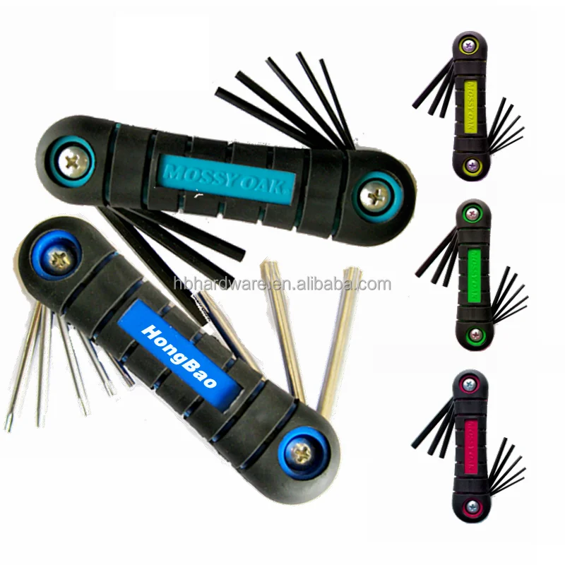 Pocket Folding Hex Key Set Factory Hex Nut Wrench Kit With Plastic Grip Wrench Allen Key Wrench Set Promotional Gift Hex Key Set