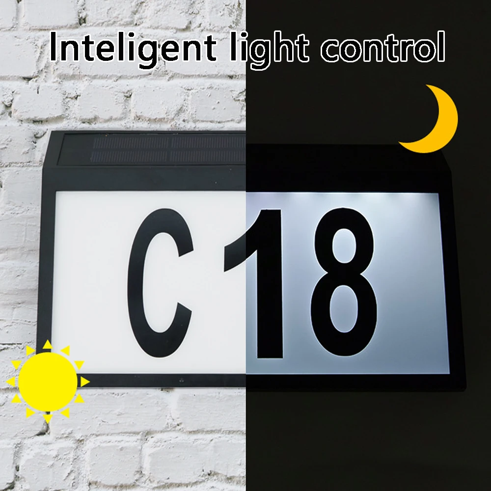 8.9inch Small Size Solar House Number Light Address Sign LED Solar Lamp Outdoor Waterproof Plaque Lighting for Home Yard Street